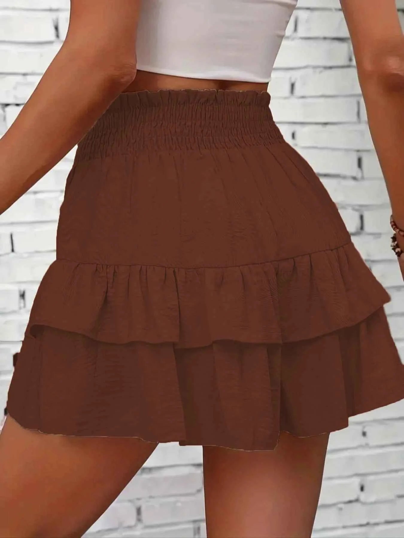 Ruffle Layered High Waist Casual Skort