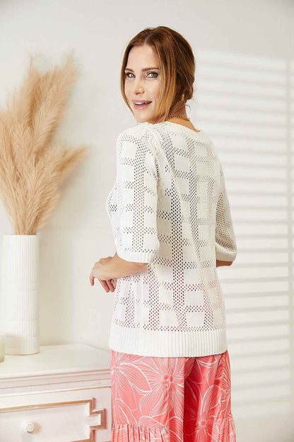 Mandy Ribbed Trim Round Neck Knit Top