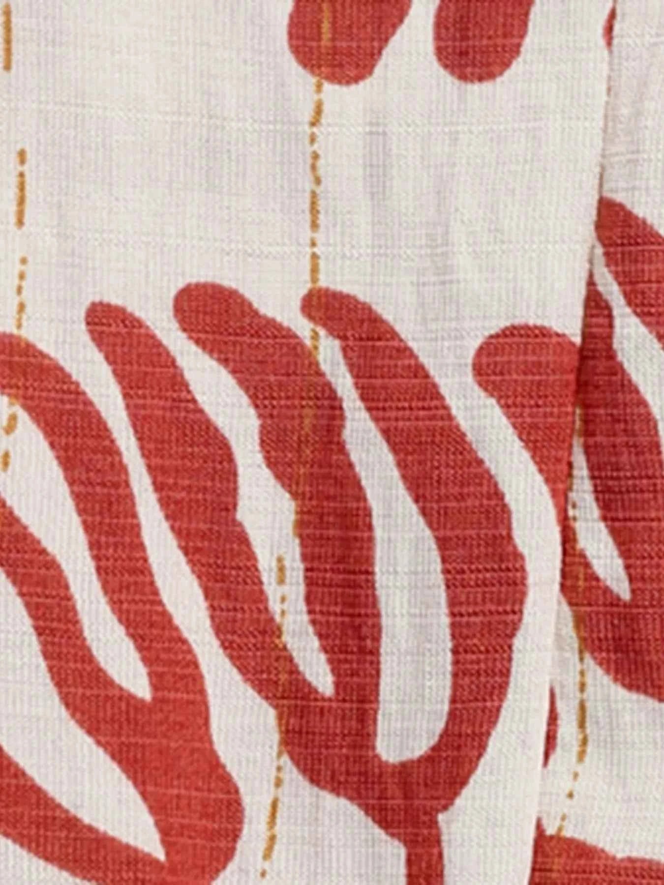 Printed V-Neck Cap Sleeve Dress