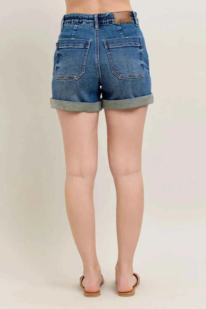 Judy Blue Full Size High Rise Cuff Denim Shorts Plus Size