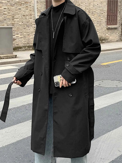Men's Collared Neck Long Sleeve Trench Coat