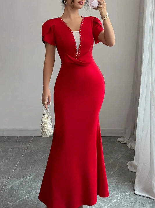 Petal Sleeve Mermaid Maxi Dress