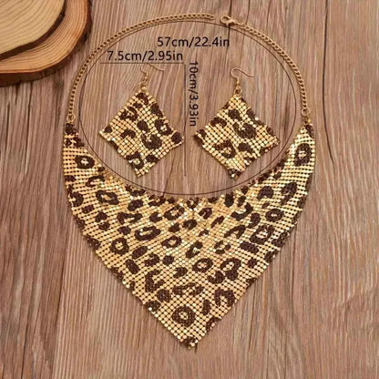 Leopard Necklace and Earrings Jewelry Set