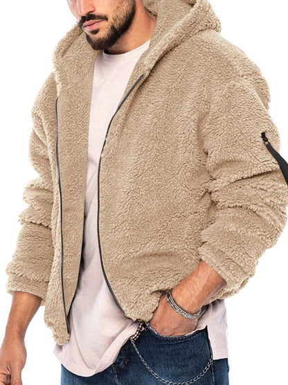 Men's Full Size Sherpa Fleece Hooded Zip-Up Jacket Plus Size