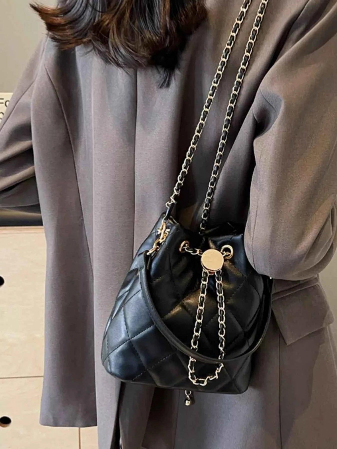 Bucket Crossbody Bag with Chain