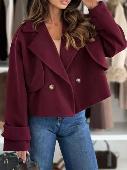 Lapel Collar Dropped Shoulder Jacket