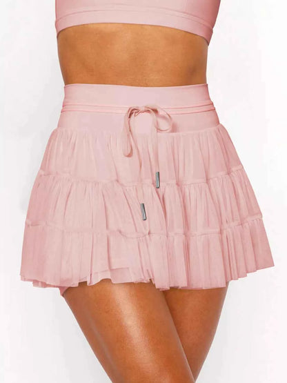 Tiered Skort with Drawstring