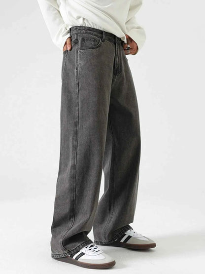Men's Washed Wide Leg Jeans