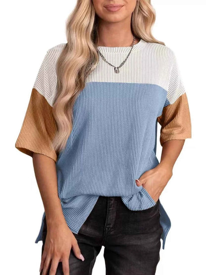 Color Block Half Sleeve Top