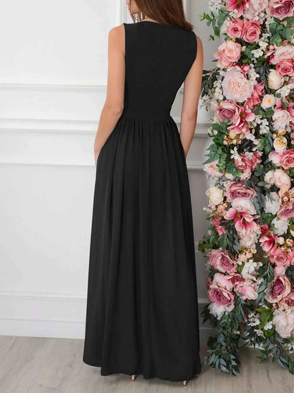 Slit Surplice Sleeveless Maxi Dress