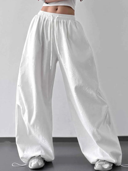 Wide Leg Casual Drawstring Pants