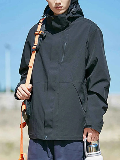 Men's Full Size Zip Up Long Sleeve Hooded Jacket Plus Size