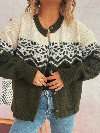 Christmas Button Up Drop Shoulder Cardigan