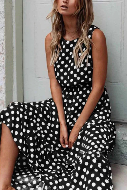 Sleeveless Polka Dot Casual Dress