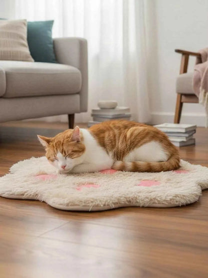 Cute Paw Shape Plush Pet Mat