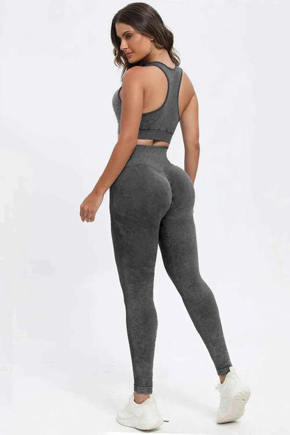 3 Piece Washed Square Neck Wide Strap Active Set