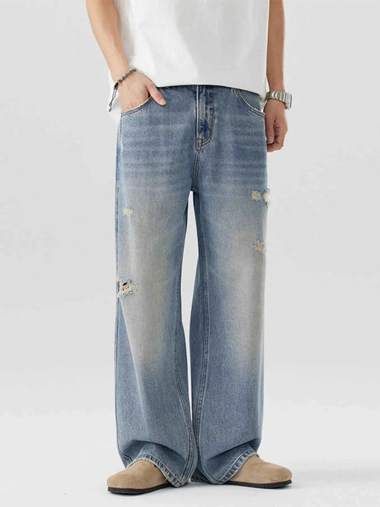 Men's Distressed Wide Leg Jeans