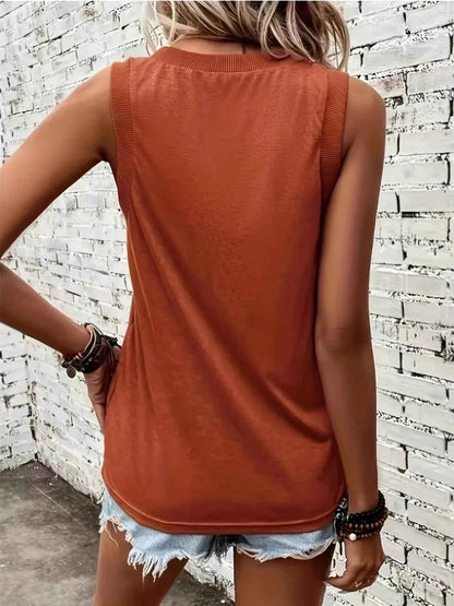 Breathable V-Neck Ribbed-Band Tank Top