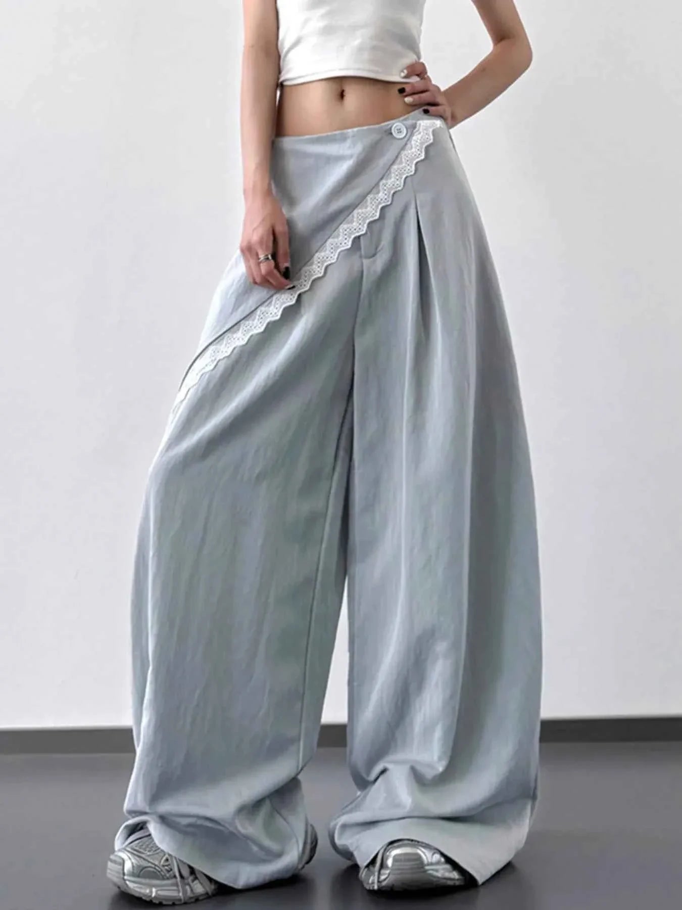 Lace Detail Wide Leg Pants