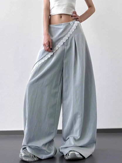 Lace Detail Wide Leg Pants