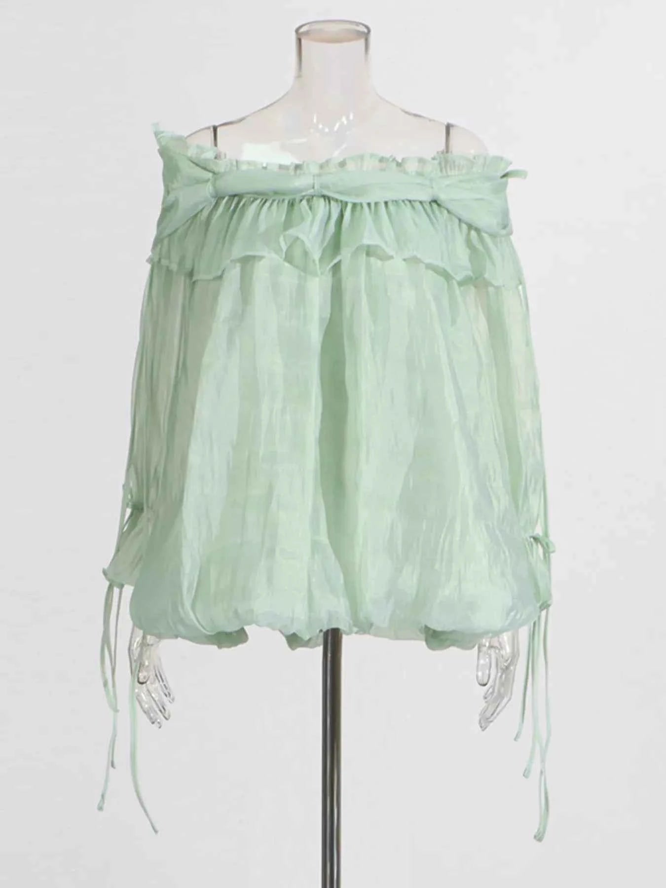 Ruffle Off-Shoulder Flounce Sleeve Blouse