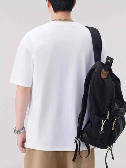 Men's Plus Size Letter Round Neck Short Sleeve T-Shirt