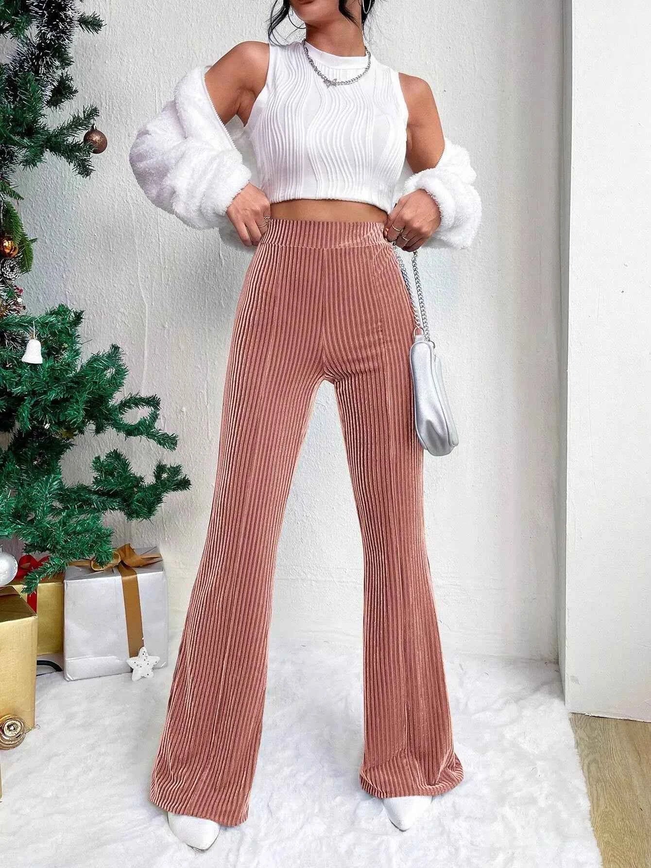 Corduroy High Waist Flare Pants