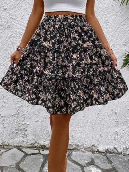 Floral Print Midi Skirt