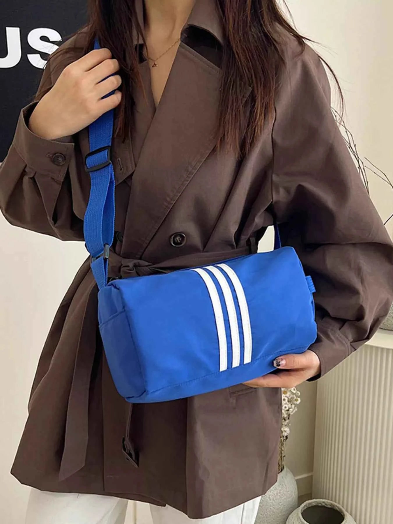 Striped Barrel Crossbody Bag