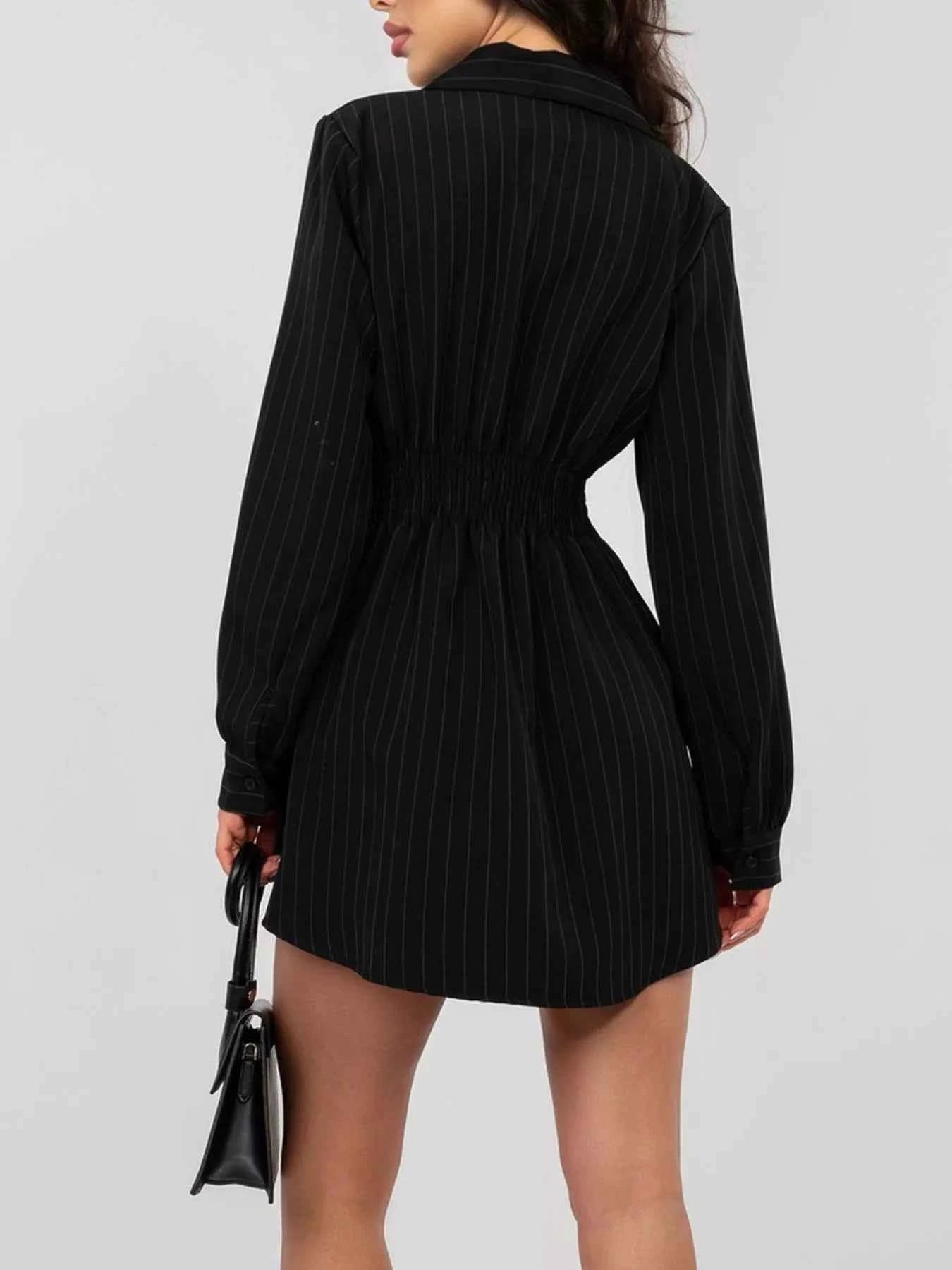 Striped Button-Down Mini Dress