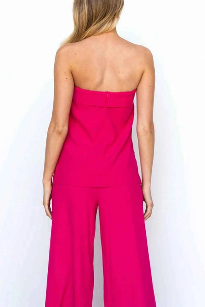 Tube Top and Wide Leg Pants Set