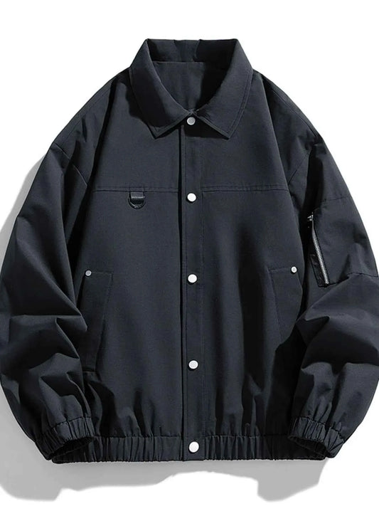 Men's Plus Size Elastic Hem Long Sleeve Jacket