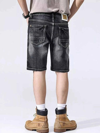 Men's Distressed Wide Leg Denim Shorts