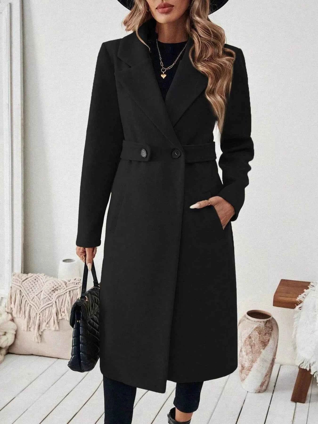 One Button Wool Blend Overcoat