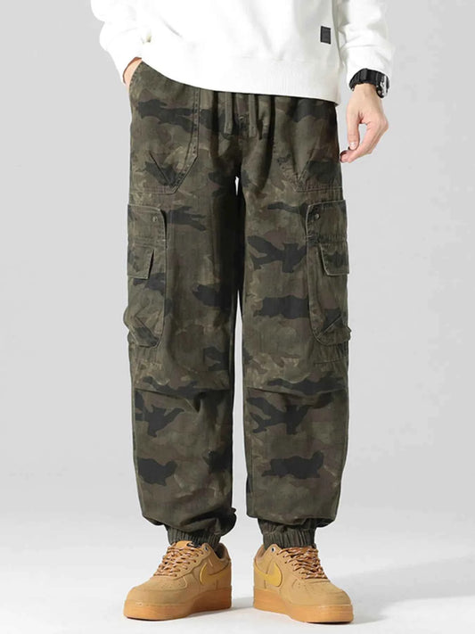 Men's Plus Size Camouflage Cargo Pants with Multi-Pocket