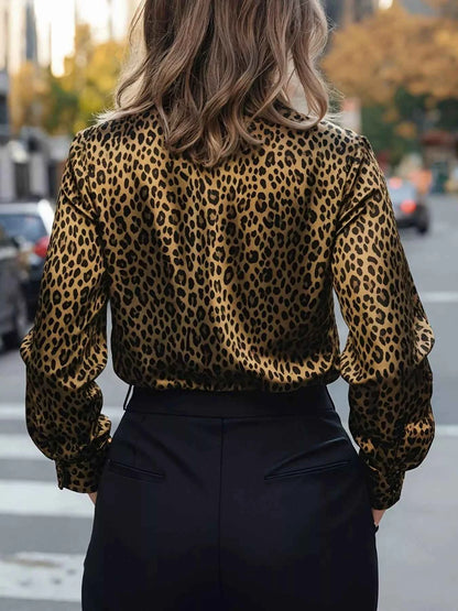Leopard Button Up Long Sleeve Shirt