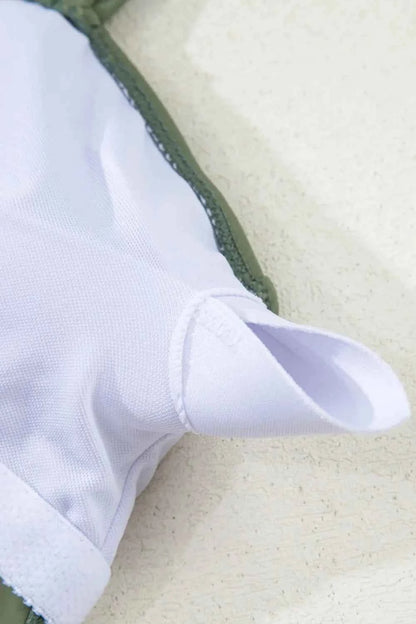 Drawstring Ruched Wide Straps Tankini Set