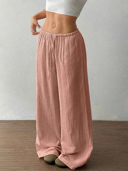 Drawstring Wide-Leg Casual Pants