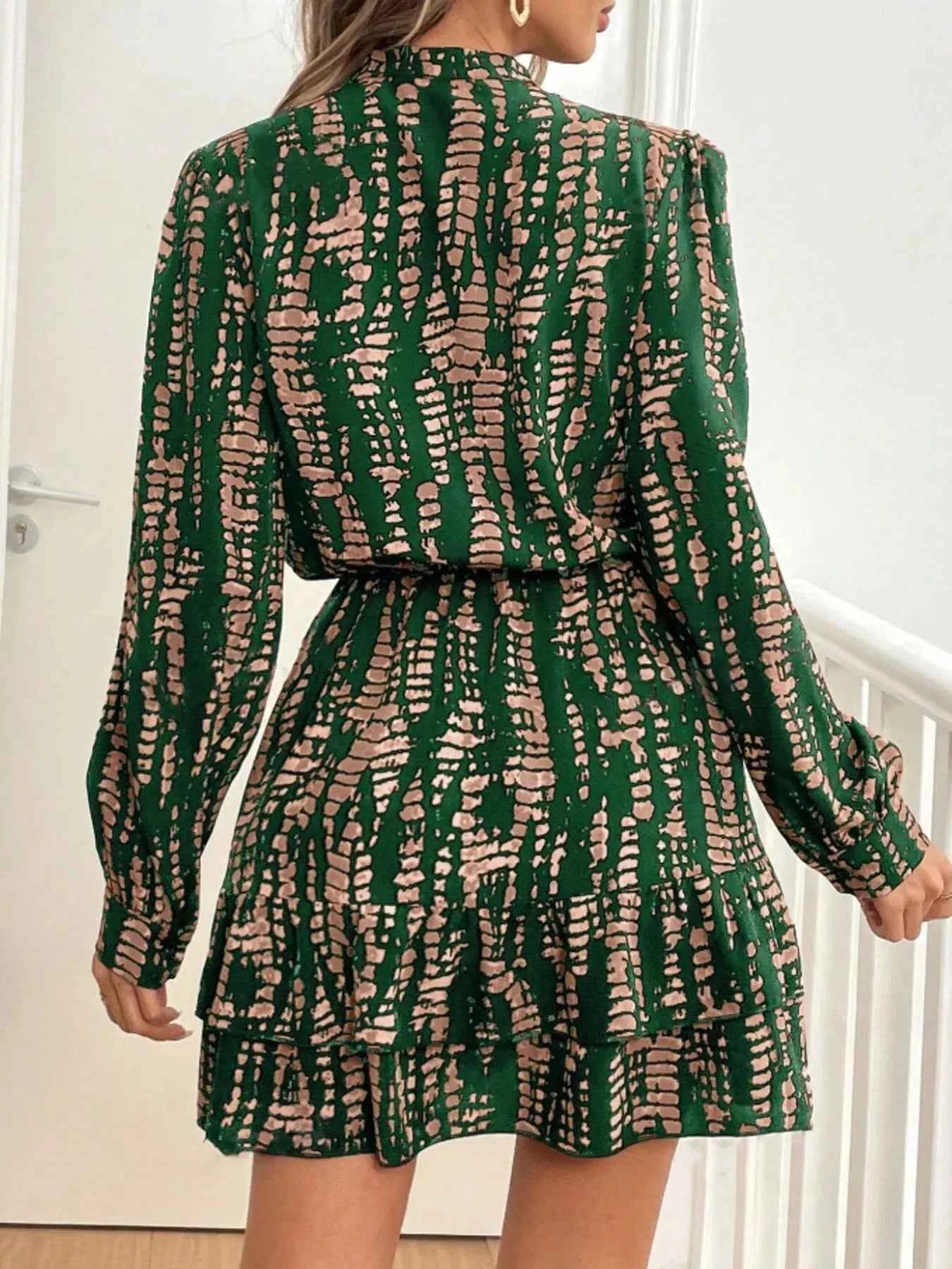 Printed Long Sleeve Mini Dress