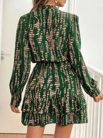 Printed Long Sleeve Mini Dress