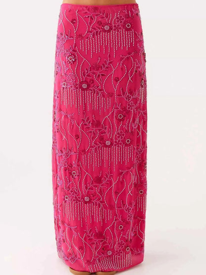 Embroidered Sequin Maxi Skirt