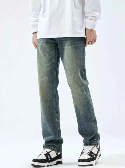 Men's Washed Straight Leg Jeans