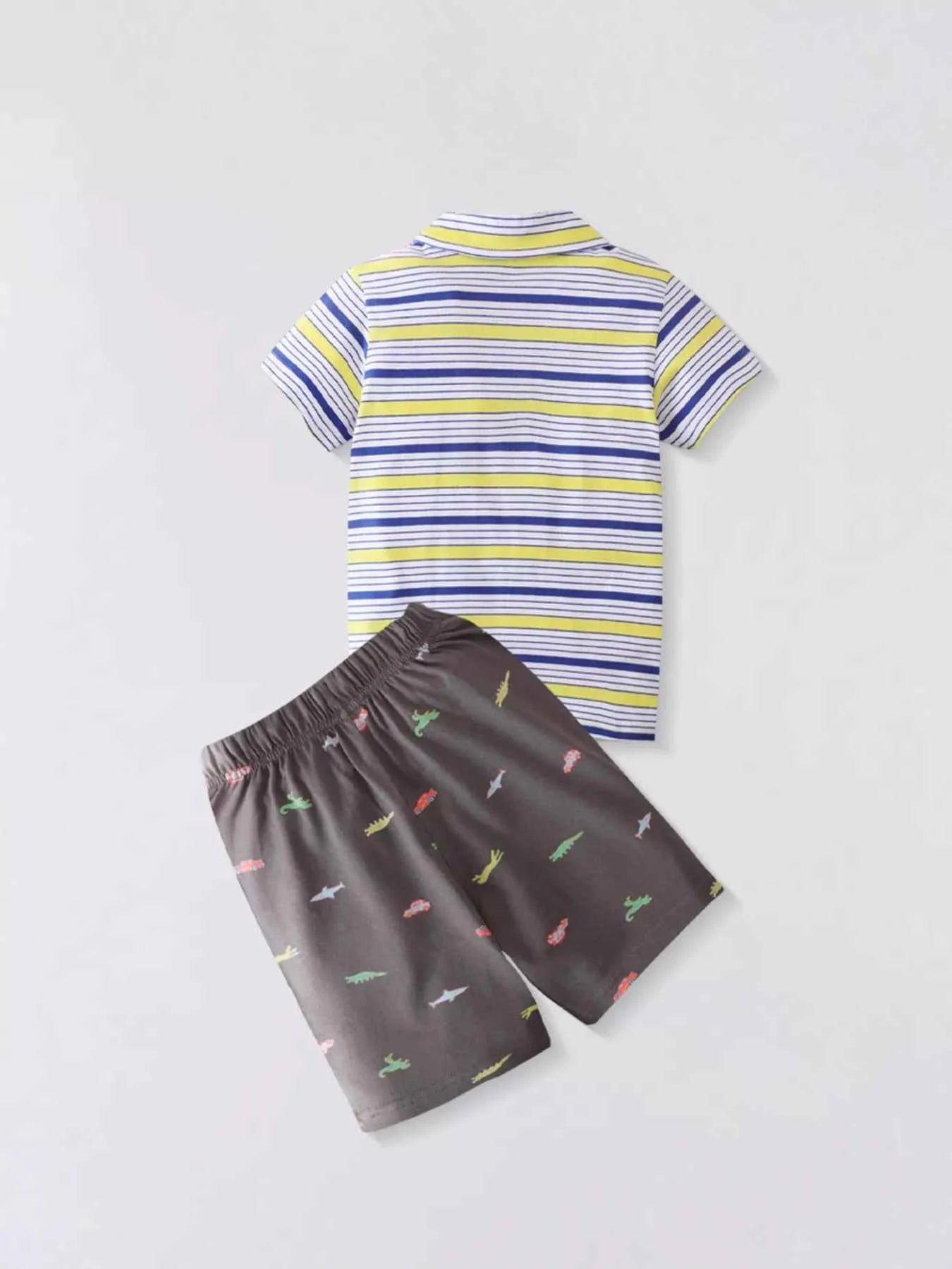 Children's Striped Polo Shirt & Printed Shorts Set