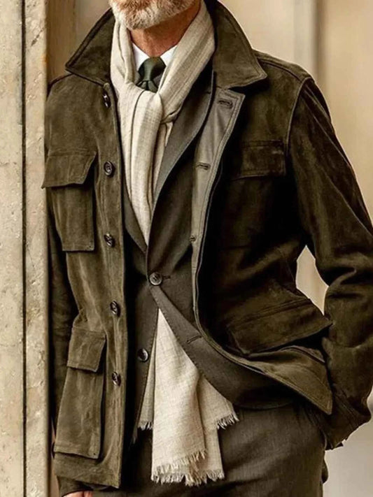 Men's Full Size Button Up Long Sleeve Jacket Plus Size