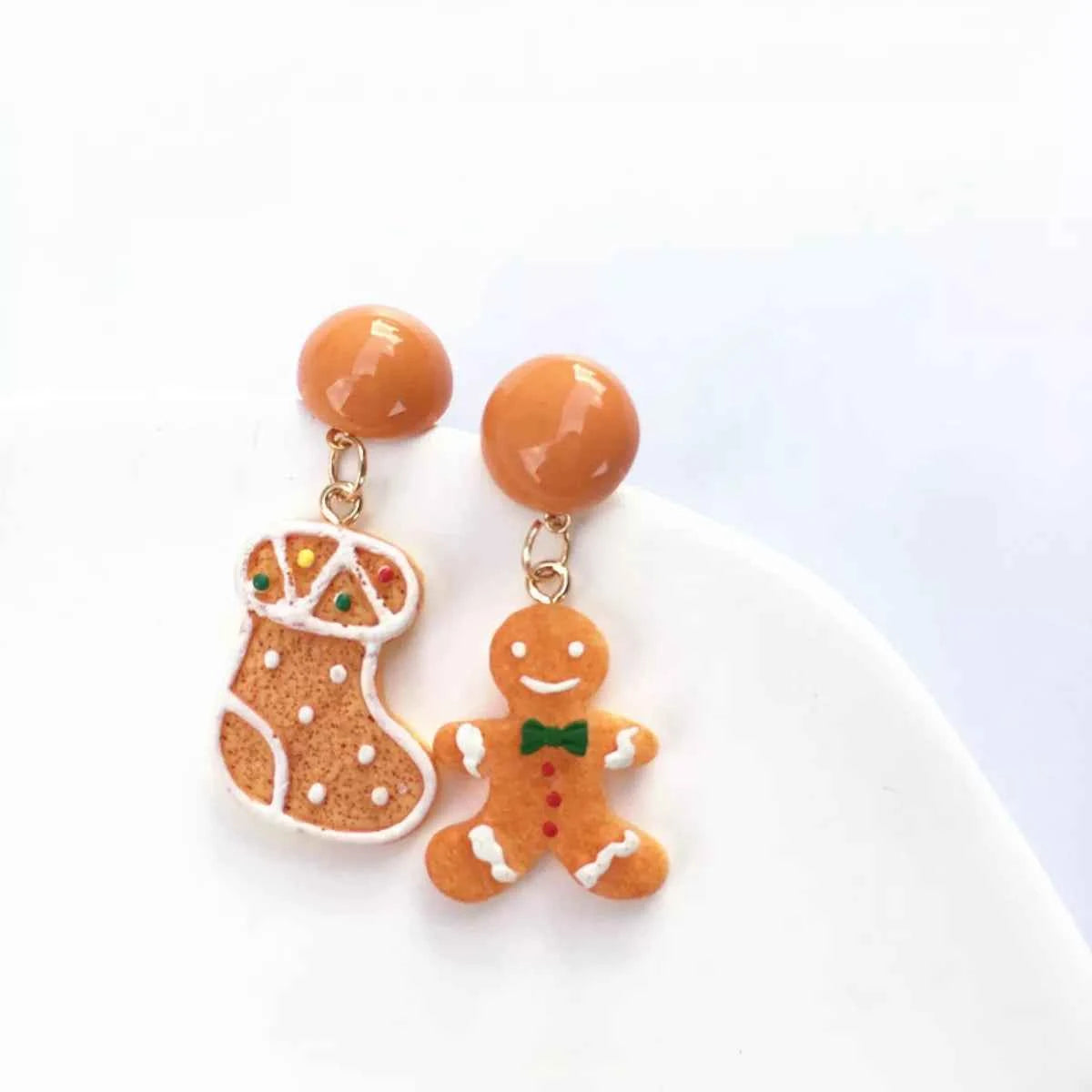 Christmas Gingerbread Man Drop Earrings