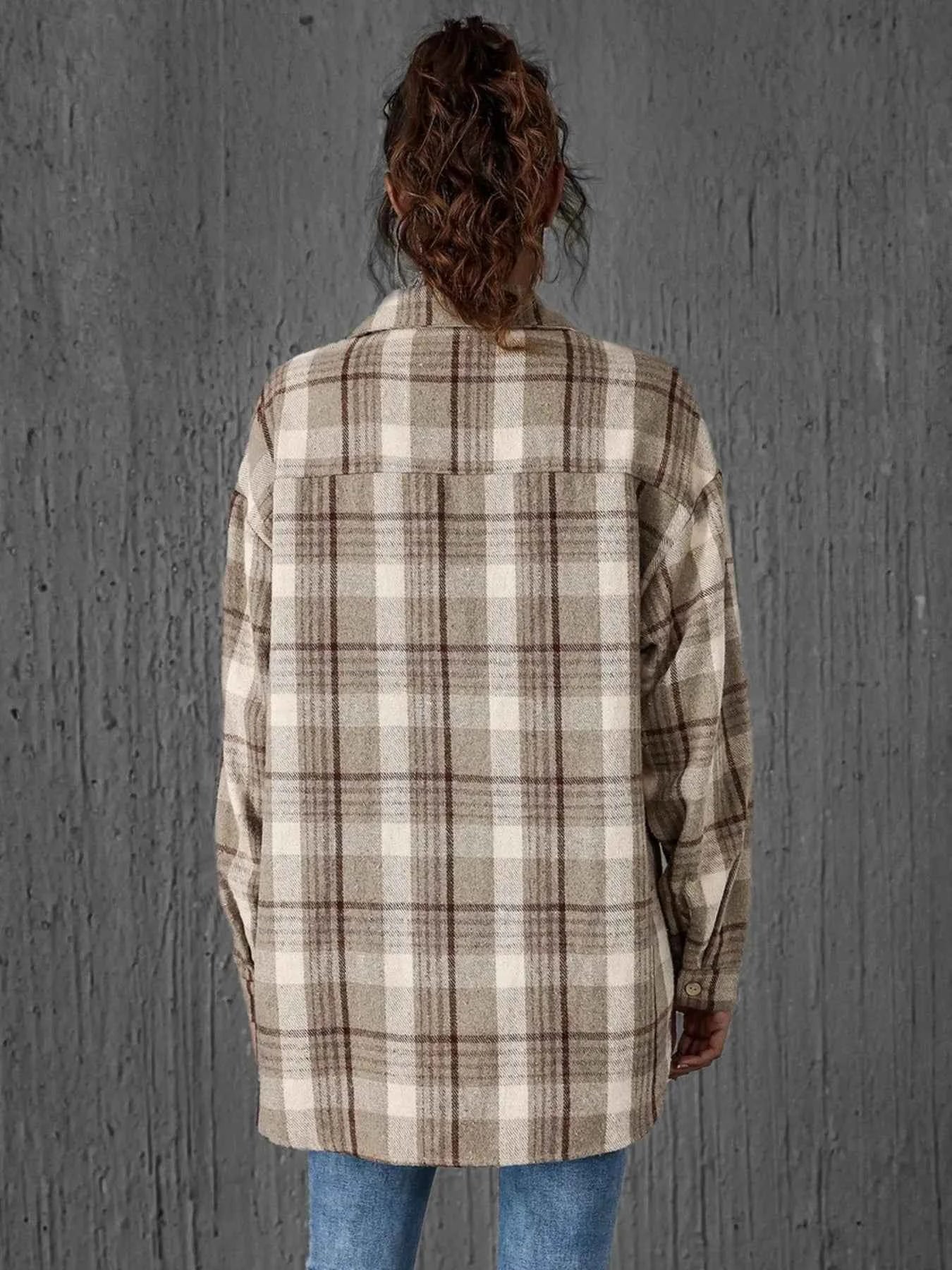Plaid Button-Up Long Sleeve Shirt