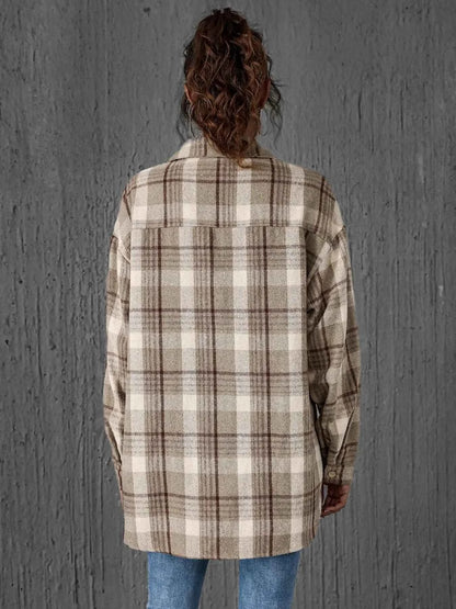 Plaid Button-Up Long Sleeve Shirt