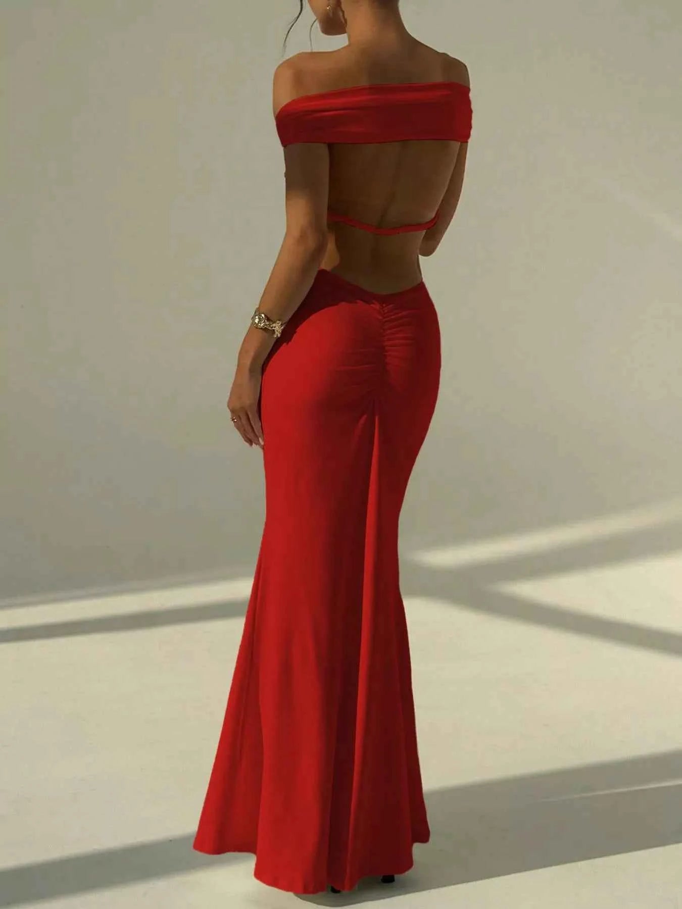 Backless Off-Shoulder Bodycon Mermaid Maxi Dress