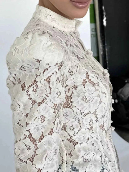 Lace Button-Up Shirt