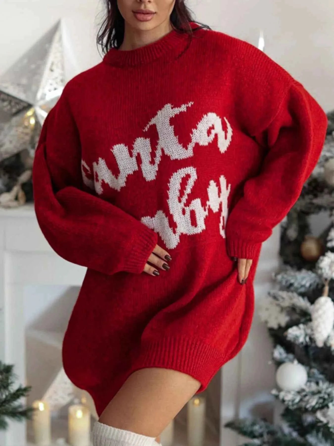 Christmas Letter Oversized Sweater Dress